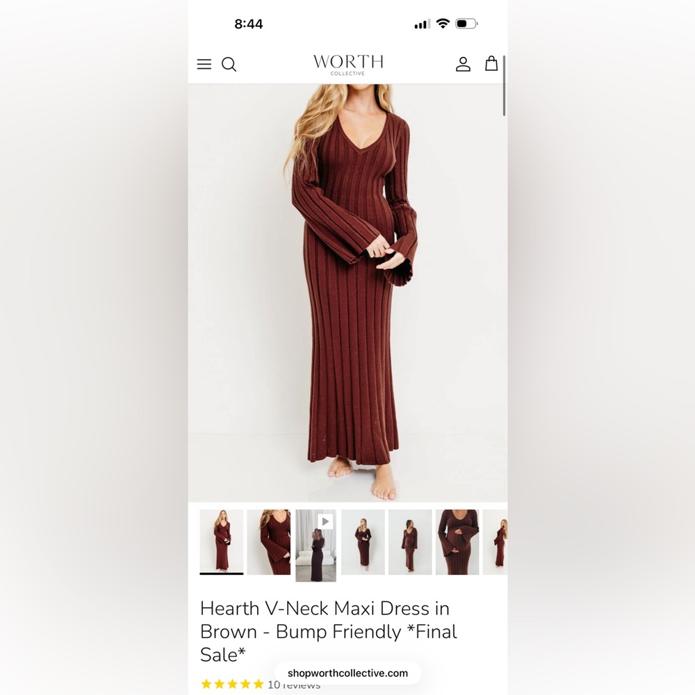 Worth Collection Brown Ribbed Maxi Dress Bump Friendly